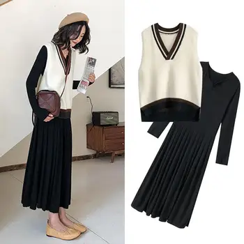 

2019 Spring And Autumn Maternity Wear Breastfeeding Set(Vest+Dress) Fashion Dress Autumn Hot Mom Two-piece Jacket Women