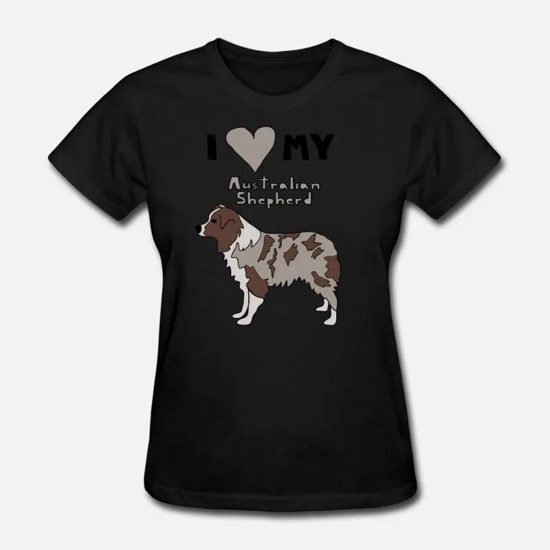 Women-Black Дизайнерская футболка с надписью I Heart My Австралийская овчарка, Мужская футболка с круглым воротником и надписью, Мужская футболка размера плюс S-5xl, Мужская футболка - Цвет: Women-Black