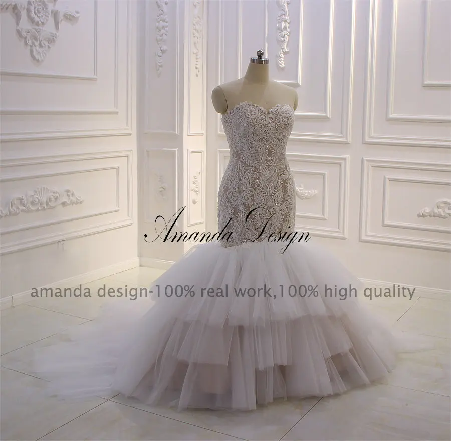 Аманда дизайн robe de mariee boheme кружевное бра без рукавов Русалка свадебное платье