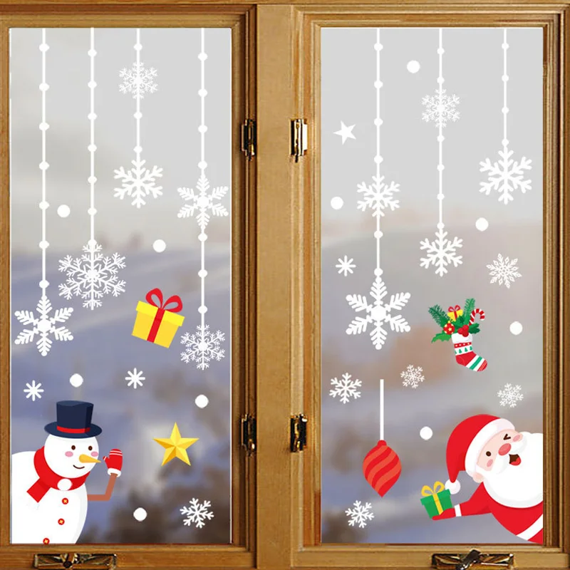 Merry новогодние наклейки на окно Санта Клаус разрисованные изделия из стекла для