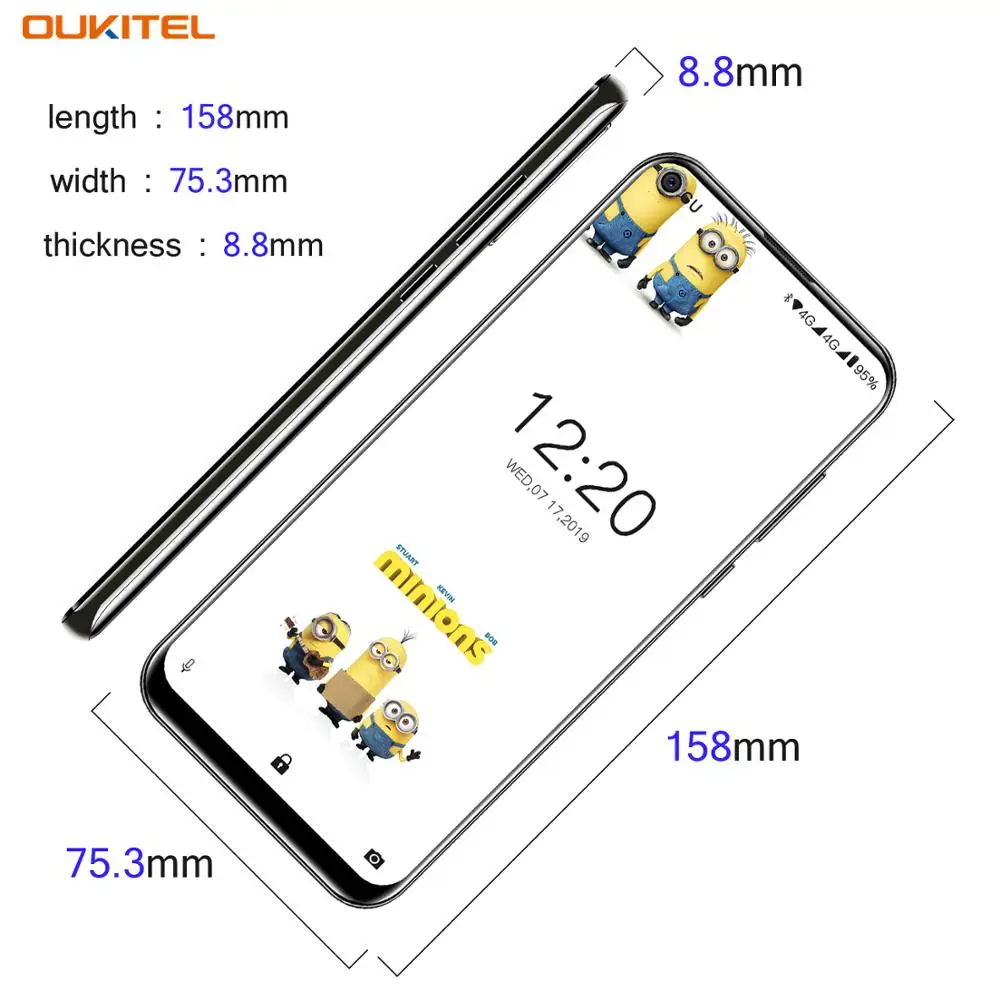 OUKITEL C17 6,35 ''MT6763 Восьмиядерный Android 9,0 смартфон 3 Гб 16 Гб 13 МП Тройная камера отпечаток пальца 3900 мАч 4G мобильный телефон