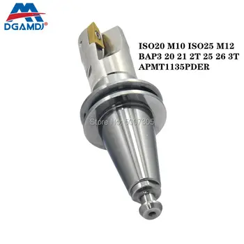 

ISO20 M10 ISO25 M12 lock milling tool holder + BAP3 20 21 2T 25 26 3T tool head + 10 high quality APMT1135PDER CNC inserts