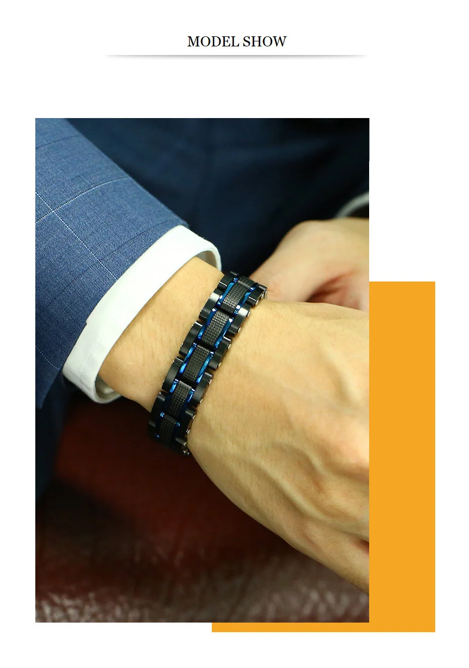 Vnox стильные синие и черные браслеты-цепочки для мужчин из нержавеющей стали деловые подарки pulsera masculina ювелирные изделия
