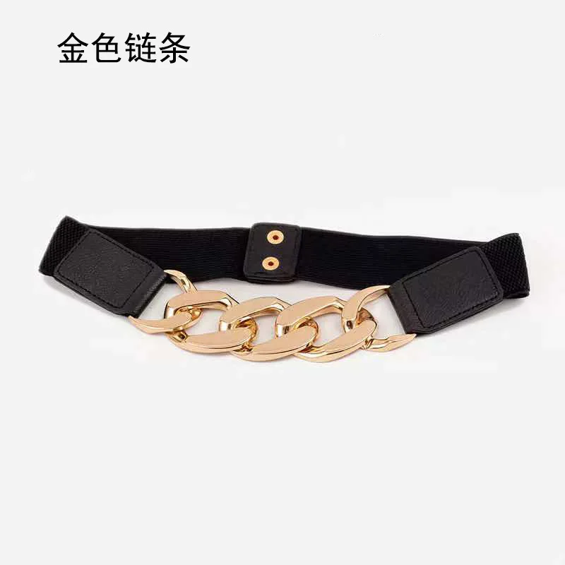 HIgh Quality Female Wide Belt Waistband Thick Chain Square Buckle