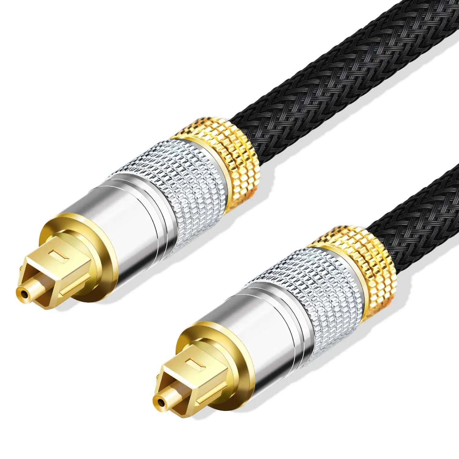 Cabo de áudio óptico da fibra ótica do cabo de áudio com o cabo de digitas trançado de náilon 24k durável banhado a ouro para a barra sadia de hi-fi
