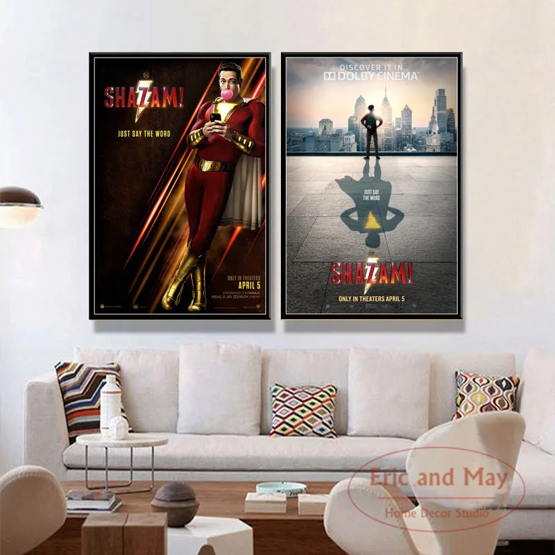 Shazam Dc Superheroes фильм рисунок на холсте постеры и принты стену винтажный постер