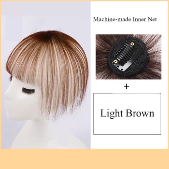 Allaosify Synthetic Long Straight Hair Air Bangs Black Hairpin Bangs High Temperature Hair Topper with Bangs Clip In Extensions 6