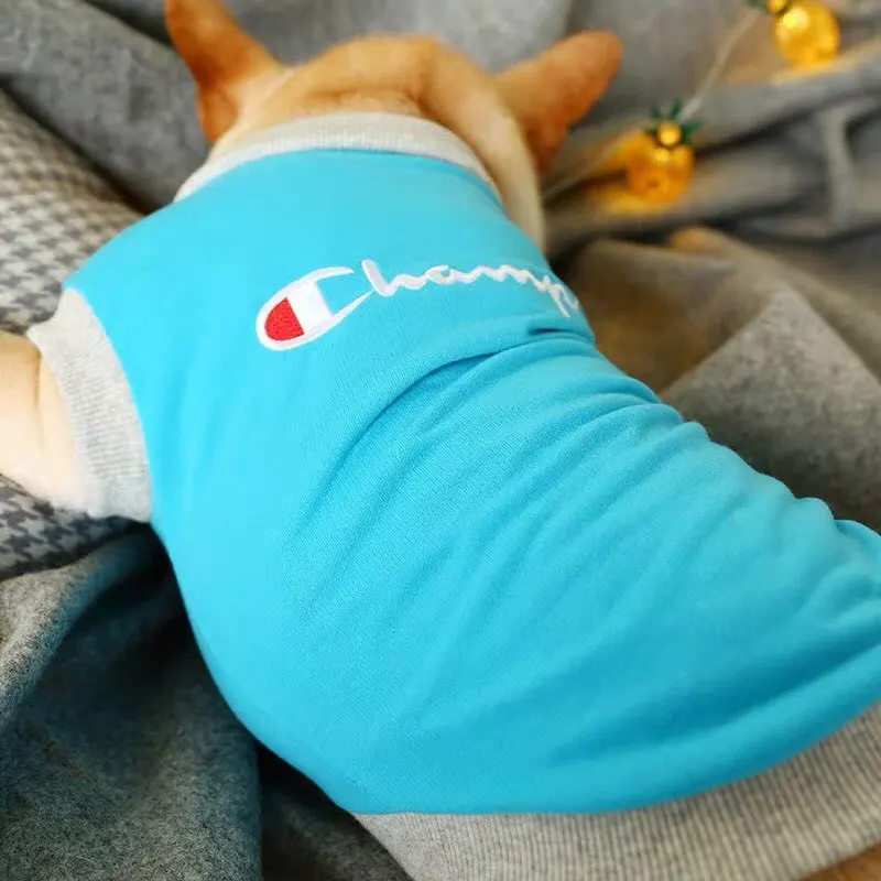 Наряд для французского бульдога, одежда для полных собак Corgi Bagger, наряд для домашних животных, синяя, розовая шляпа с вышитой монограммой, толстовка с капюшоном, теплая и удобная - Цвет: lake blue