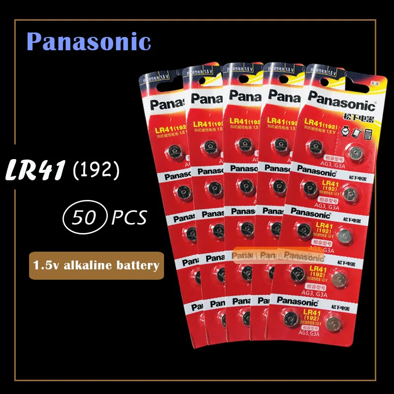 Аккумуляторы PANASONIC LR41 192 AG3 0% Hg 392A 1 5 V 50 шт./5 упаковок аккумуляторы для калькулятора