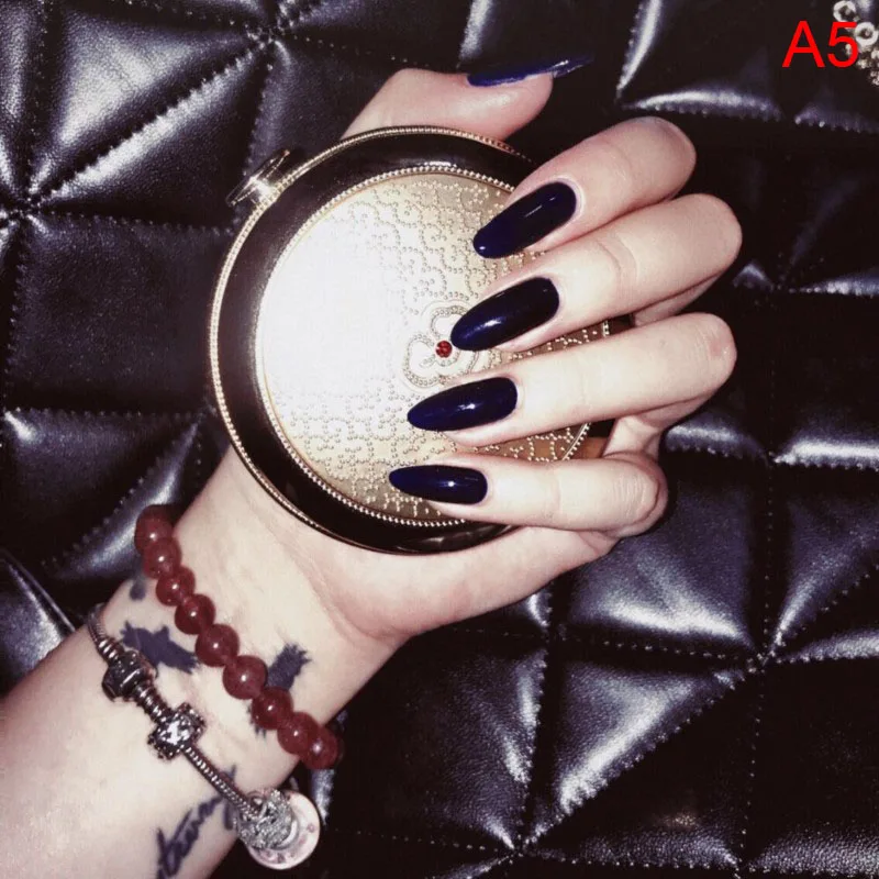 24Pcs Wine Red Pointed Head Full Cover Nail Tips Charming Fake False Nails Tips Long Style Nude Artificial Flase Nails with Glue - Цвет: A5