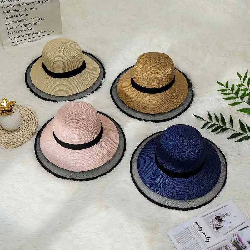 

Spring And Summer Hat Women's New Style Korean-style Lace Edge Beach Topee Big Brim Holiday Casual Mountain Climbing Travel Stra