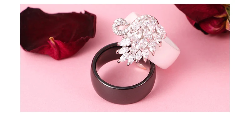 Роскошное блестящее обручальное кольцо с белым лебедем ширина 8 мм, керамические обручальные кольца для женщин и девушек, вечерние женские ювелирные изделия Anel bijoux