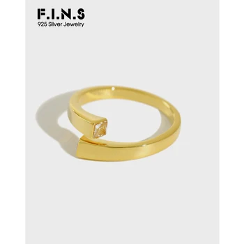 

F.I.N.S 2020 Spring S925 Sterling Silver Rings INS Minimalist Overlapping Zircon Opening Gold Silver Female Finger Ring