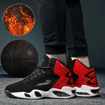 

Winter Shoe Basketball Men Inside Fur Sport Shoes Basketball Male Cheap High Top Shoe Men Shock Absorption Men Designer Sneakers