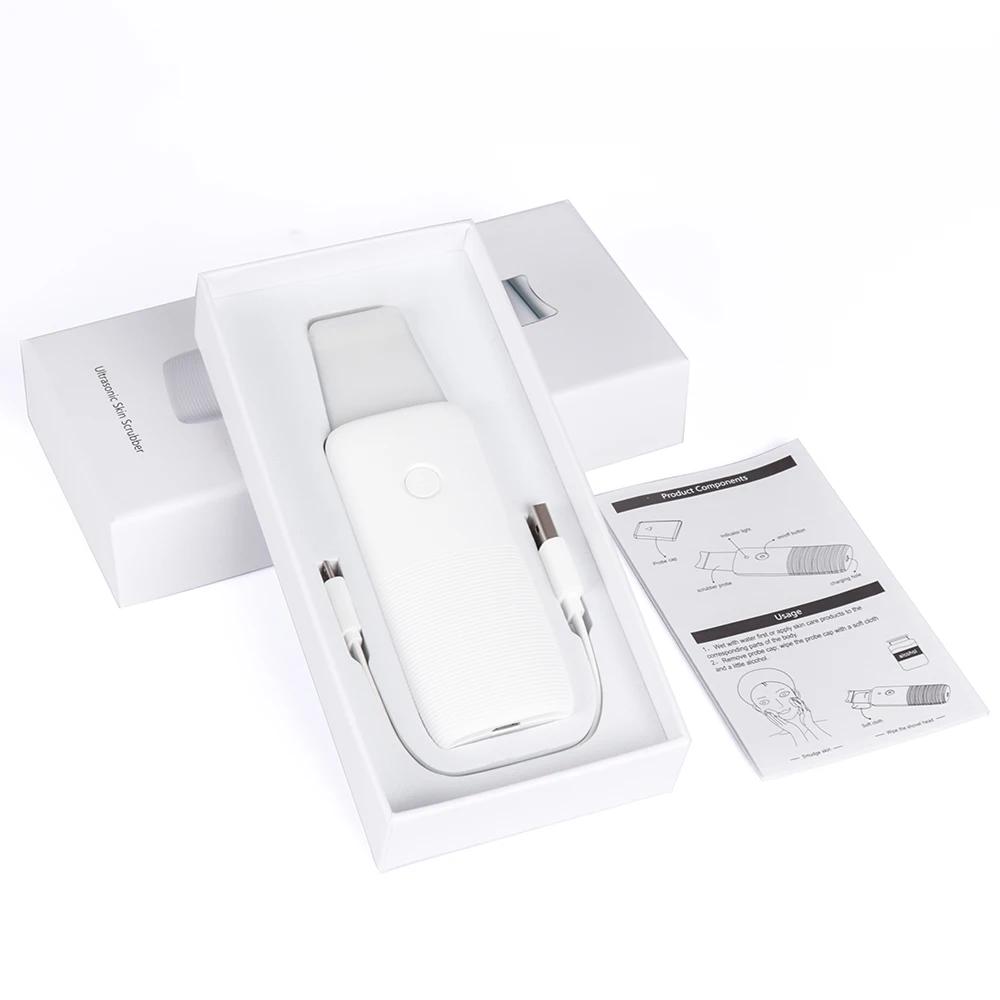  Portable Ultrasonic Skin Scrubber Facial Pore Cleaner Massage Ultrasonic Deep Cleaning Machine Rech