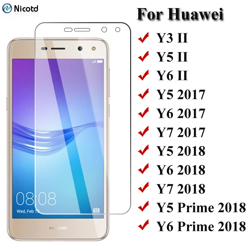 HD Tempered Glass for Huawei Y6 ii Y5 ii Y3 ii 9H Screen Protector Glass on Huawei Y6 Y5 Y7 2017 2018 2019 Y5 Prime Y6 Pro 2019 phone screen guard