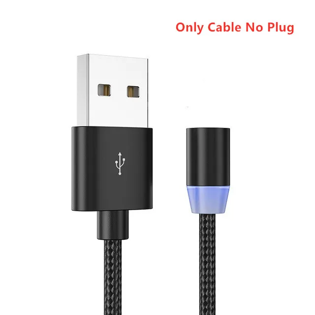 2 м Магнитный кабель Micro usb type C кабель для iPhone xs samsung Быстрая зарядка магнитное зарядное устройство USB Кабели Шнур для мобильного телефона - Цвет: Черный