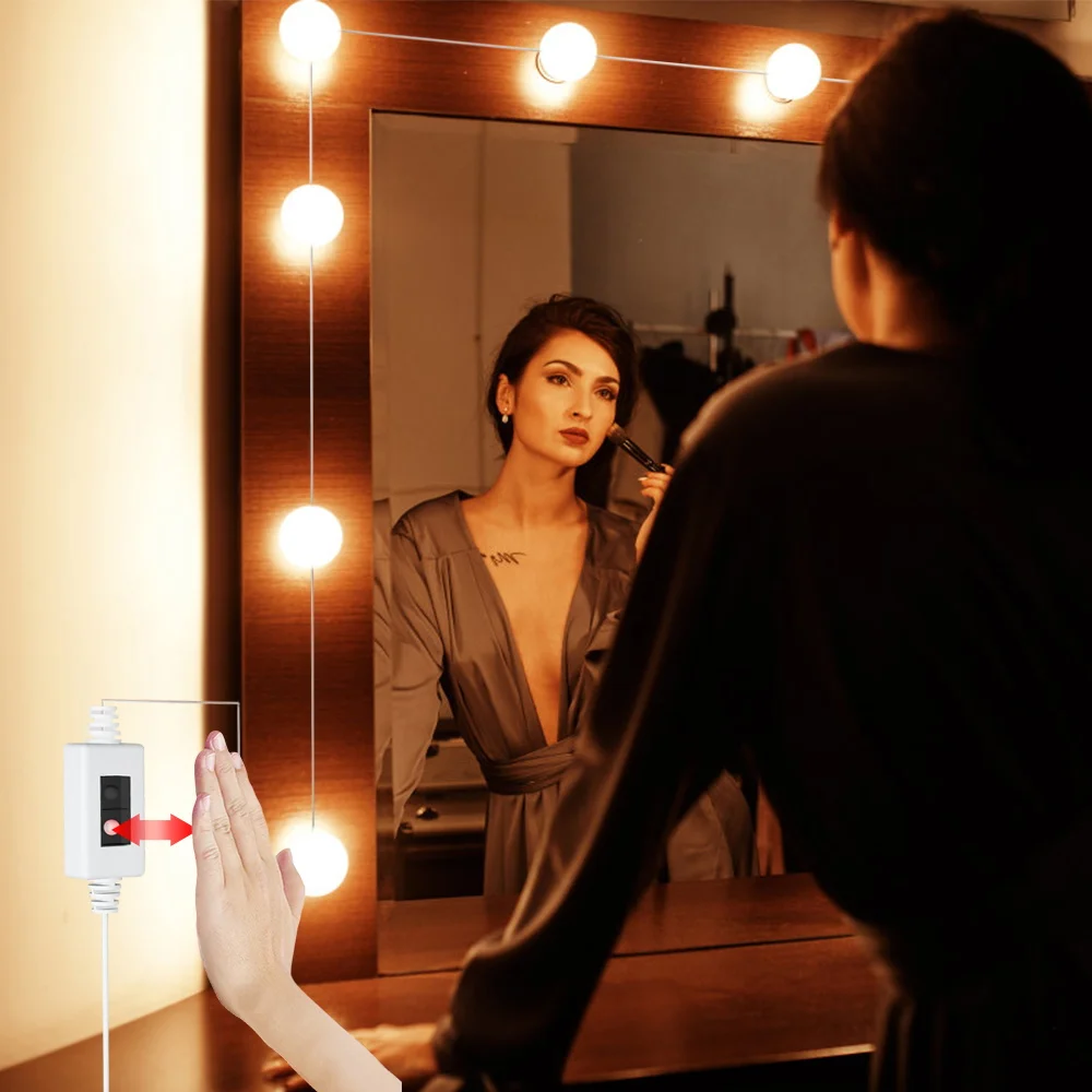

Makeup Cabinet Beauty Light LED Hollywood Cosmetic Lamp 2 6 10 14Bulb Manual Sweep Switch Makeup Mirror Lamp LED Vanity Bombilla