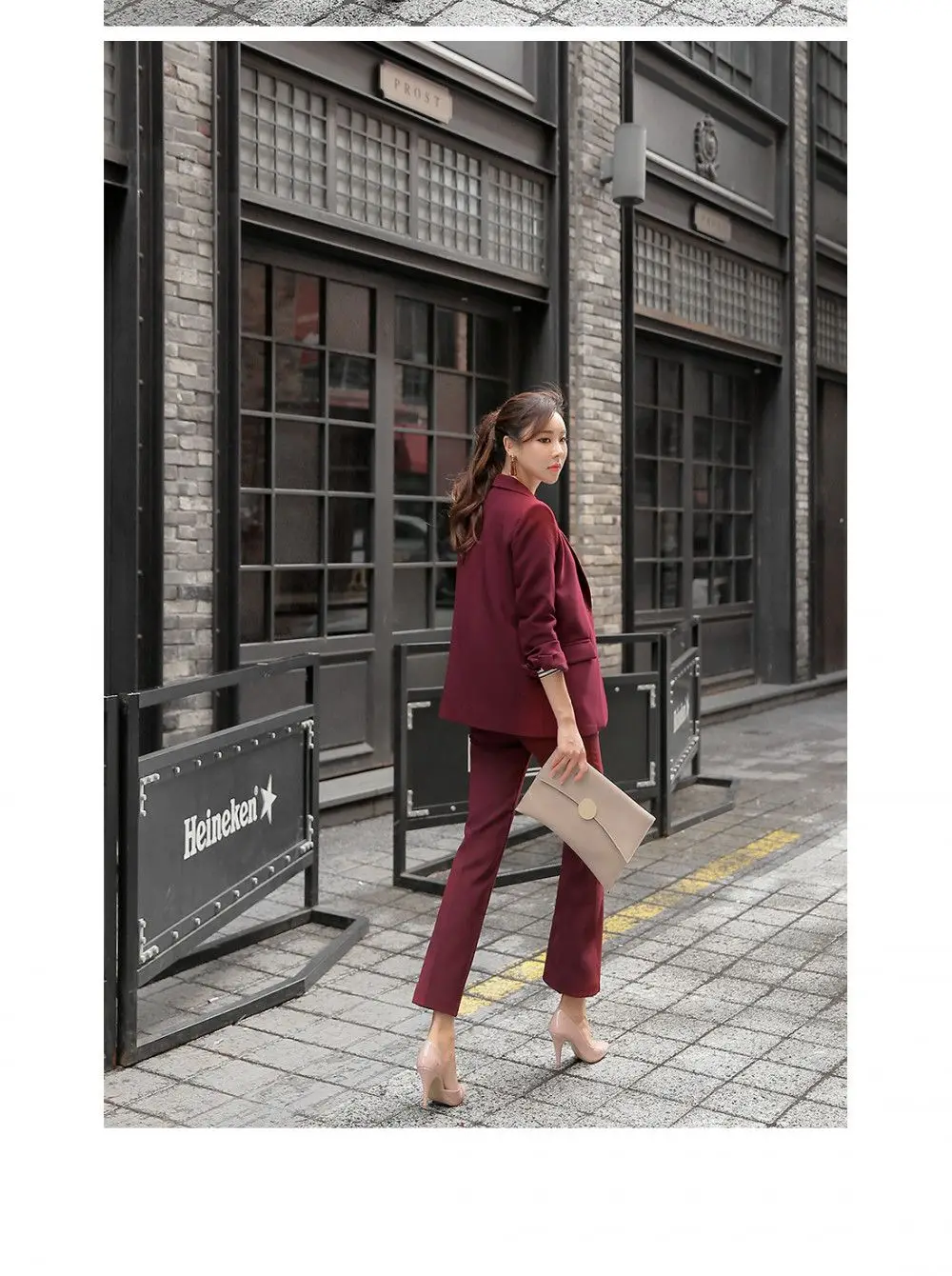 Koreaanse, деловой повседневный комплект, Modieuze, сланец, Кляйн, Jasje, Losse Enkellange Broek, tweedelige Set