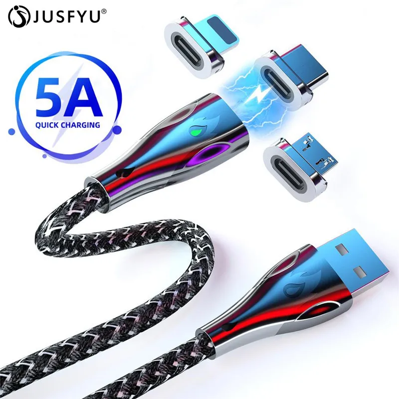 1/2M 5A магнитное зарядное устройство USB кабель для передачи данных Type-C с функцией