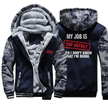 

Funny My Job Is Top Secret Camo Jacket Sweatshirt Men Fashion Joke Casual Sportswear Men Hip Hop Coat Winter Harajuku Streetwear