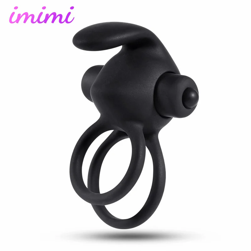Double Rings Cock Vibrator Male Ring Delay Premature Ejaculation Penis Ball Loop Lock Prostate Massager Male Masturbator Sex Toy