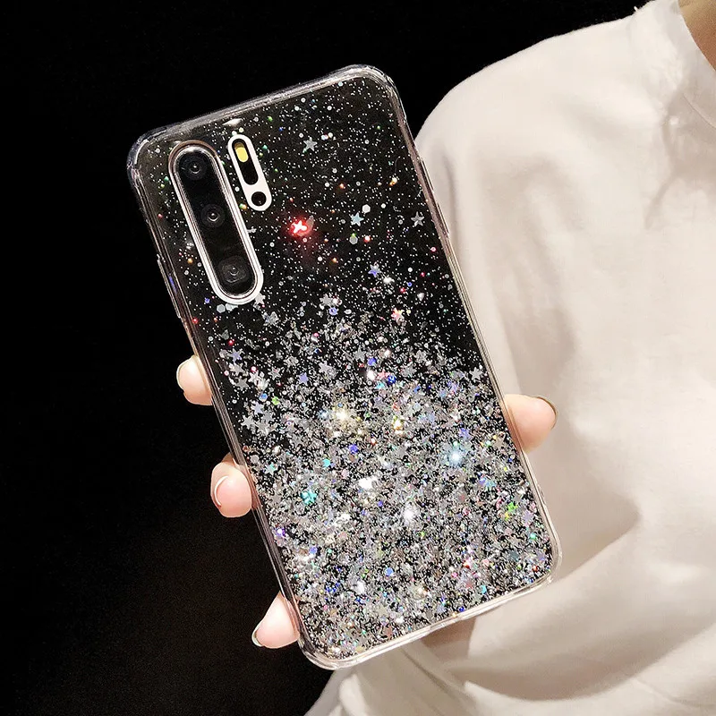 

Star silver foil Phone Case For Huawei Honor 10 8X 20 Pro 20i P20 lite P30 Mate 20 Pro Glitter Luxury Soft Silicone Case Cover