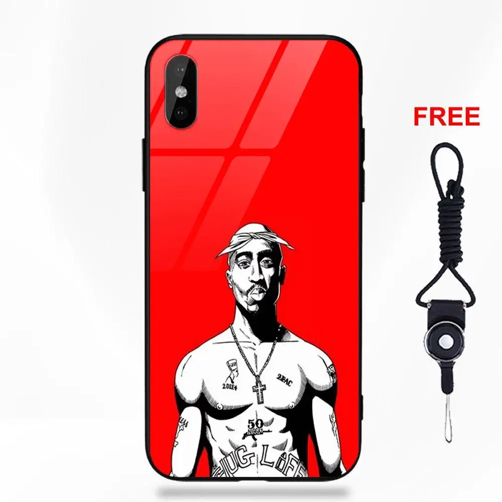 as picture Модный хип-хоп человек 2pac для Apple iPhone 5 5C 5S SE 6 6S 7 8 Plus X XS Max XR Мягкий ТПУ оправа закаленное стекло чехол с принтом - Цвет: as picture