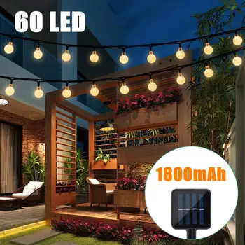

Solar String Lights LED Bubble Beads String Lights Outdoor Christmas Decoration LED Flashing 60 Lights Bubble Beads Warm White