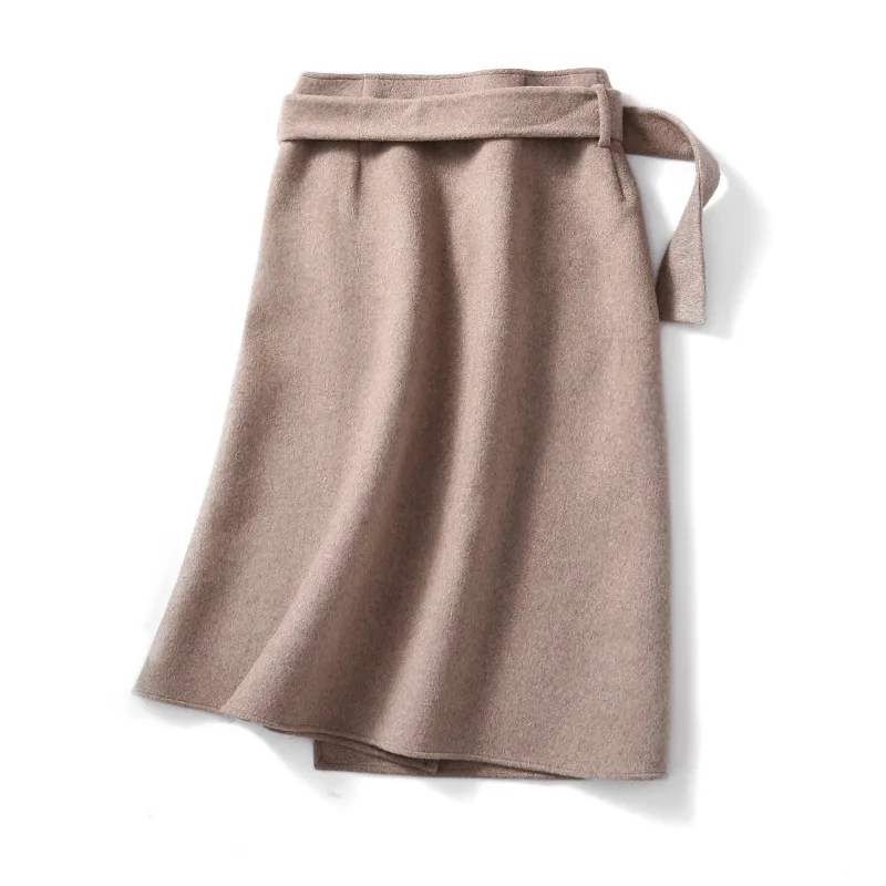 Mozuleva 2020 Handmade Double-Sided Wool Skirt 2020 New Woolen Skirt Skirt Skirt Autumn   Womens Dress Knee-Length Skirt