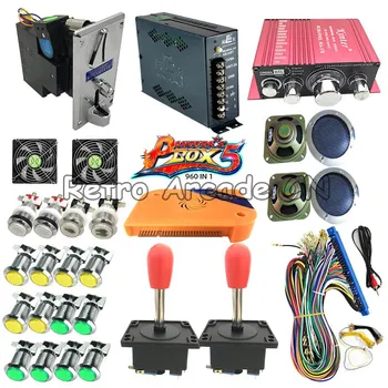 

Original Pandora Box 5 960 in 1 DIY Arcade Bundles Kits Parts With Power Supply coin mech Jamma Harness Joystick LED Push Button