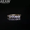 Anillo de compromiso y boda de corte redondo de AEAW, oro amarillo de 18k, 0,1 CT, 3mm en Total, 0,5 CTW DF, anillo de banda de diamante para mujer ► Foto 1/6