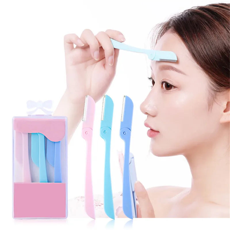 3 шт./компл. портативный складной нож для бровей лица удаление волос лезвия бритвы