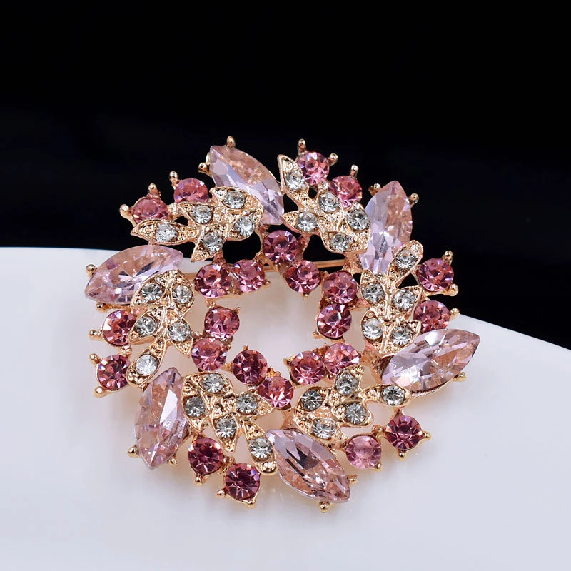 Purple Heart Crystal Brooch For Women - Austrian Rhinestone, 14K Gold Plated, Scarf Pin Jewelry