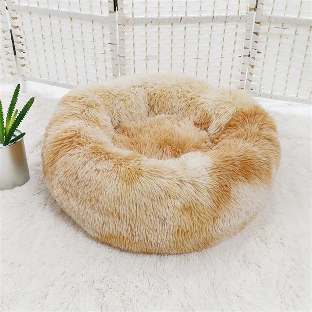 Длинная плюшевая супер мягкая кровать для домашних животных питомник собака круглый кот зимний теплый спальный мешок щенок подушка коврик переносные принадлежности для кошек PD045