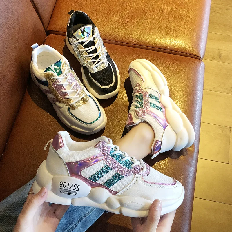 

Platform 2019 Lace-up Spring Korean-style Platform Casual round-Toe New Style round-Toe Women's INS Versatile Platform