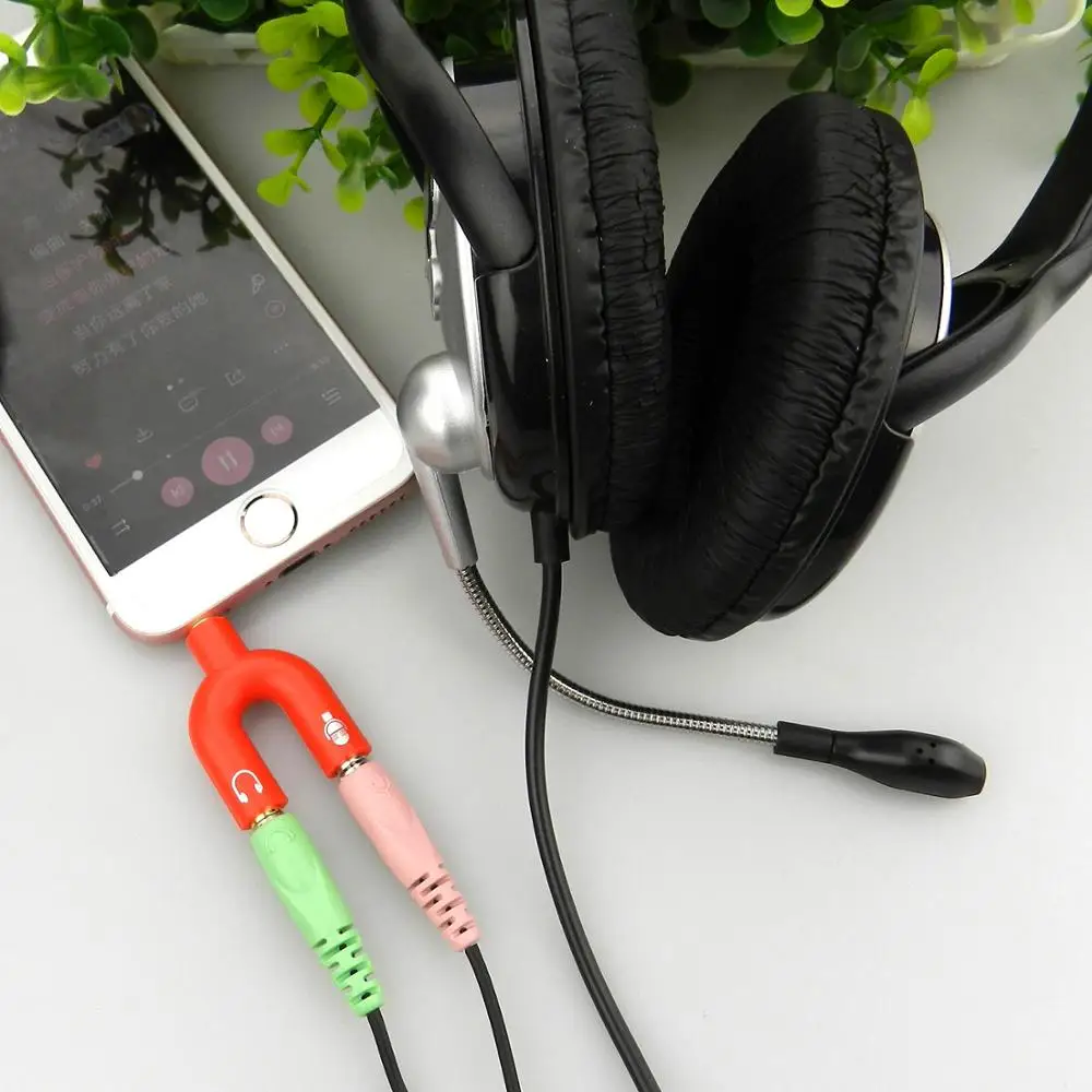 U Type Adapter Dual 3 5 MM Headphone Plug Audio Cables Splitter Microphone 2 in 1 Swivel Connector for Smartphone MP3 MP4 Player
