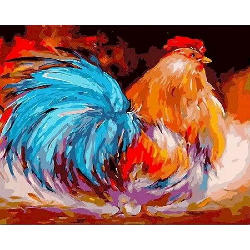 

GATYZTORY Frame Color Rooster DIY Painting By Numbers Home Wall Art Picture Paint By Numbers Calligraphy Painting Artwork