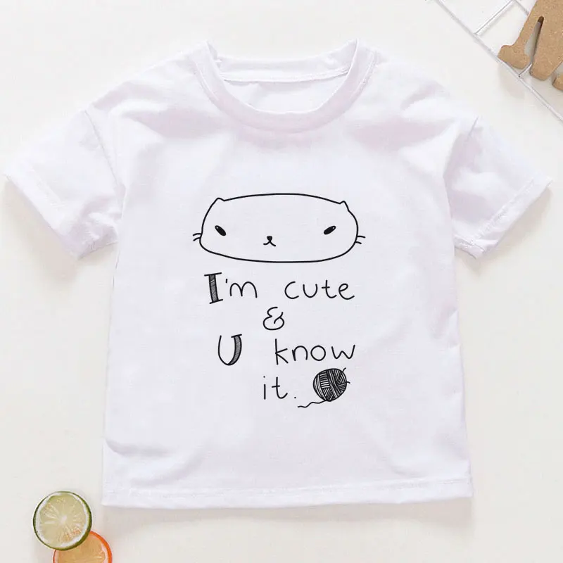 VOGUE/Новое поступление; футболки для мальчиков; корейский дизайн; Kawaii; Эстетическая одежда; футболки для девочек с принтом единорога и кролика; Забавная детская рубашка
