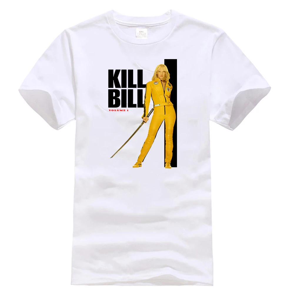 Kill Bill желтый костюм плакат лицензионный, для взрослых Футболка новые тренды футболка - Цвет: Белый