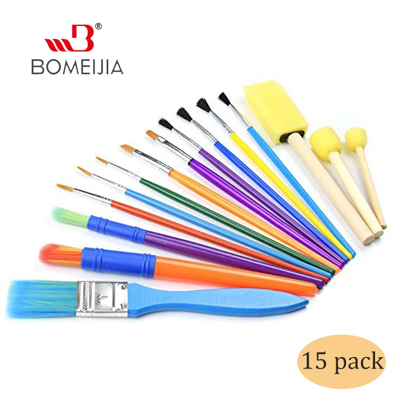 15pcs DIY Children Painting Brush Set Sponge EVA Kid Starter Artist Brush for Acrylic Oil Watercolors Graffiti School Stationary 15pcs diy children painting brush set sponge eva kid starter artist brush for acrylic oil watercolors graffiti school stationary