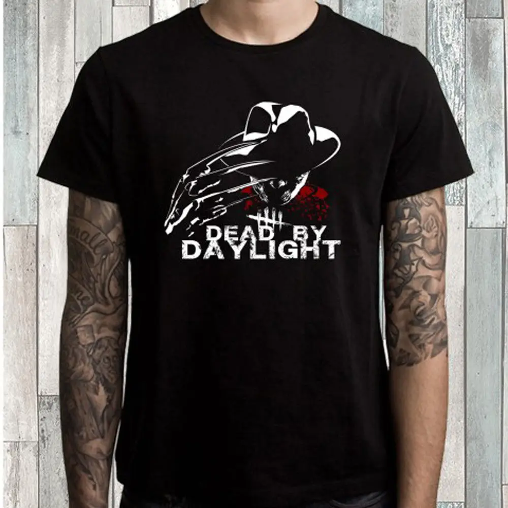 Dead By Daylight Freddy Krueger Logo Men's Black T-Shirt Size S M L XL 2XL 3XL Tee Shirt Style Round | Мужская одежда