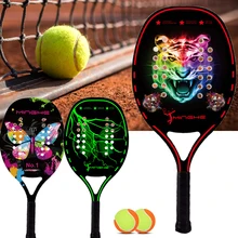2021 Board Tennis Racket, Carbon Fiber EVA Foam Core Lightweight Tennis Racket 3 Color Carbon Fiber Beach Sports Equipment