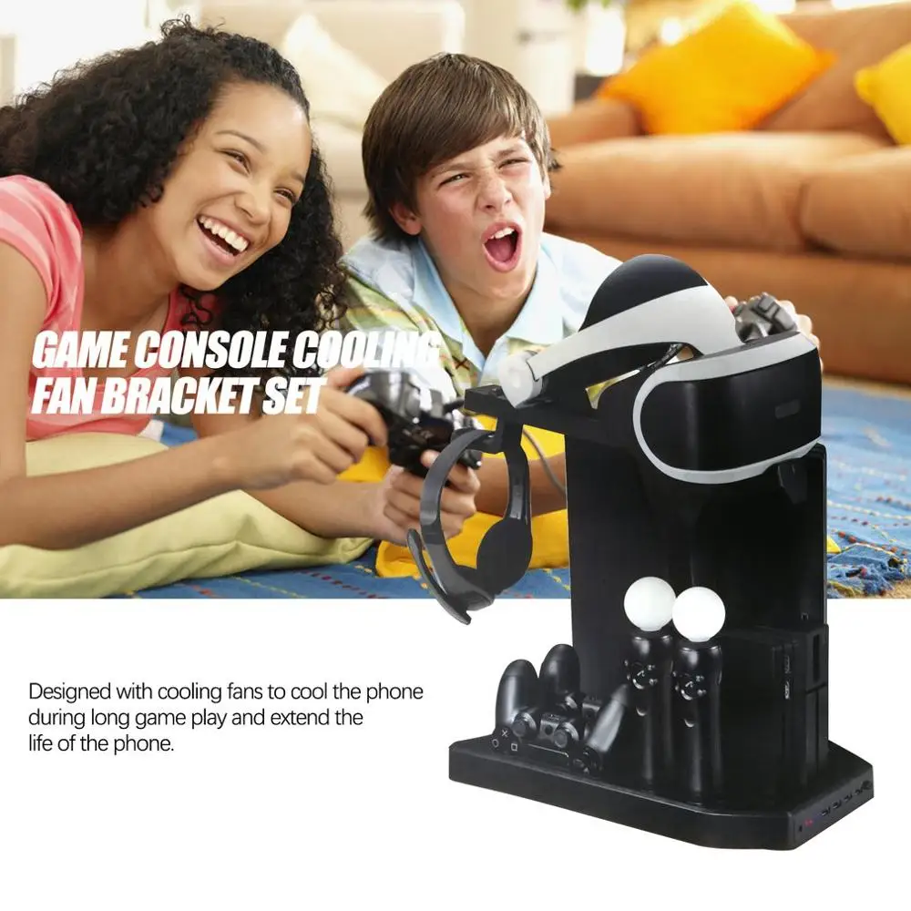 PSVR PS4 Pro Slim Charging Display Stand Showcase for PS4 VR Playstation 4 Vertical Stand Fan Coole