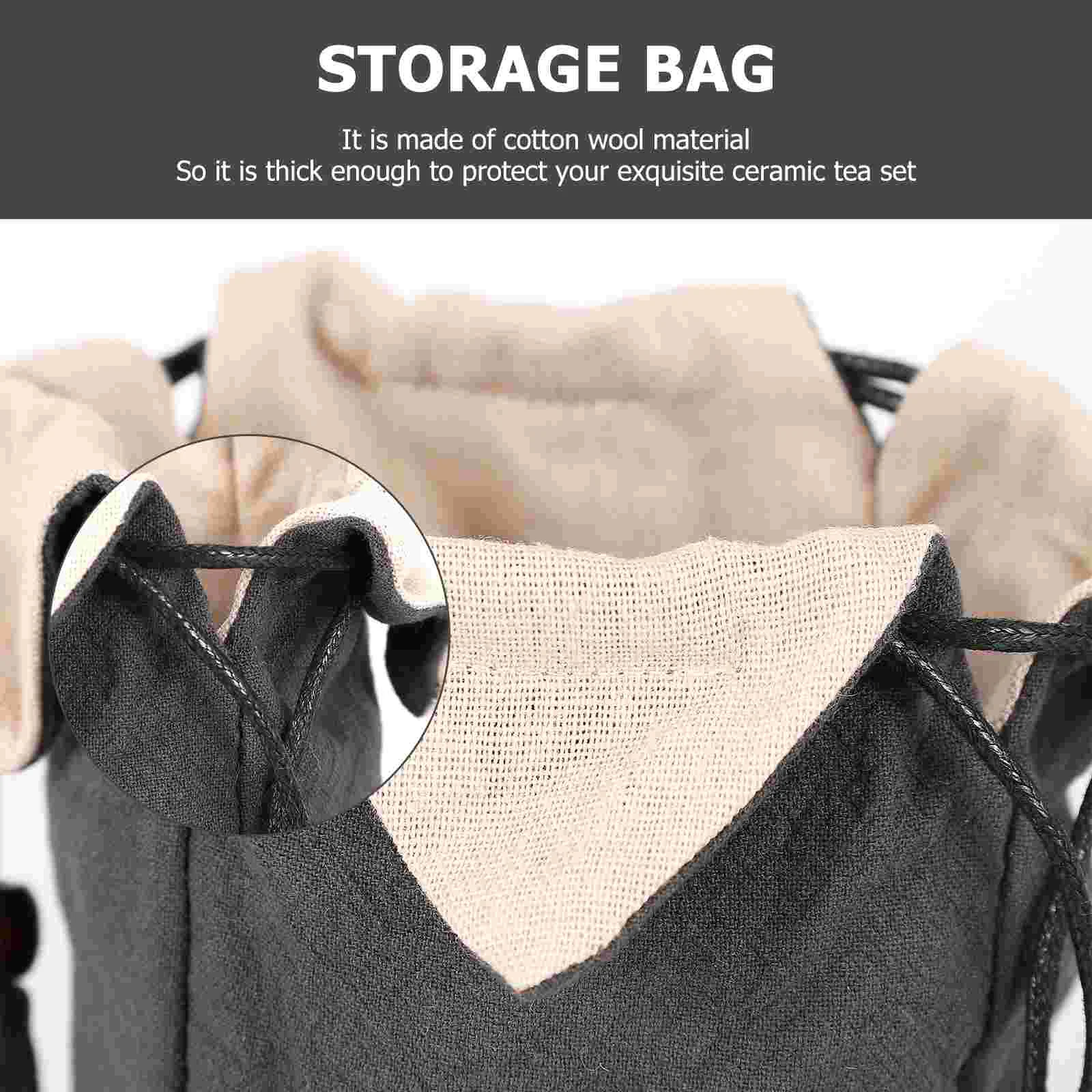 Tea Storage Bags Tea Set Storage Teaware Portable Teapot Bag Tea Cups Cup Travel Cotton Linen Drawstring