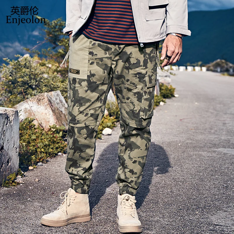 Enjeolon Camo Joggers Men Cargo Pants Mens Army Green Military Camouflage Pants Cotton Cargo Trouse