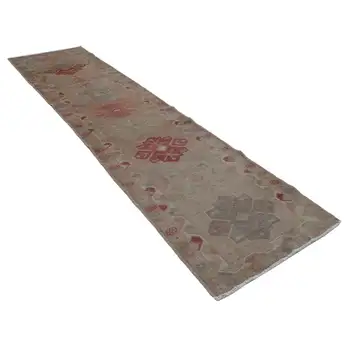 

88x355 Cm Beige Handmade Boho Runner Rugs-3x12 Ft