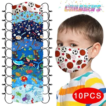 

10pcs Various Patterns Kids Boy Mask For Face Fashion Cartoon Print Mouth Cover Cute Lovely Masks For Girl Breathable Mascarilla