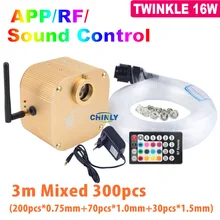 Волоконно-оптические огни приложение для смартфона Bluetooth управление мерцание 16 Вт RGBW светодиодный потолочный звездный свет комплект 3 м 300 шт. волоконно-оптический кабель