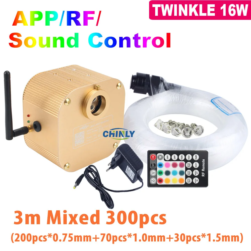  Fiber Optic Lights Smartphone APP Bluetooth Control Twinkle 16W RGBW LED Ceiling Starry Lights Kit 